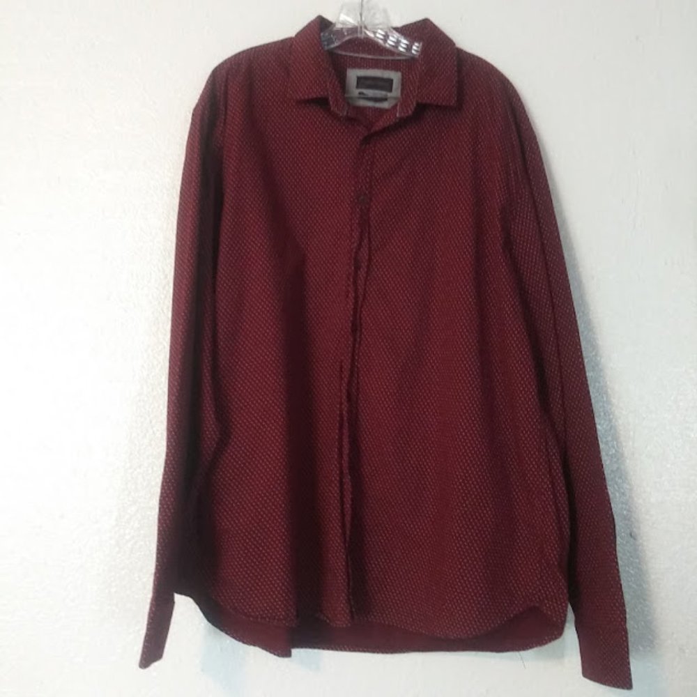 Gentlemen's Outfitters men's size 2X burgundy with white polka dot shirt